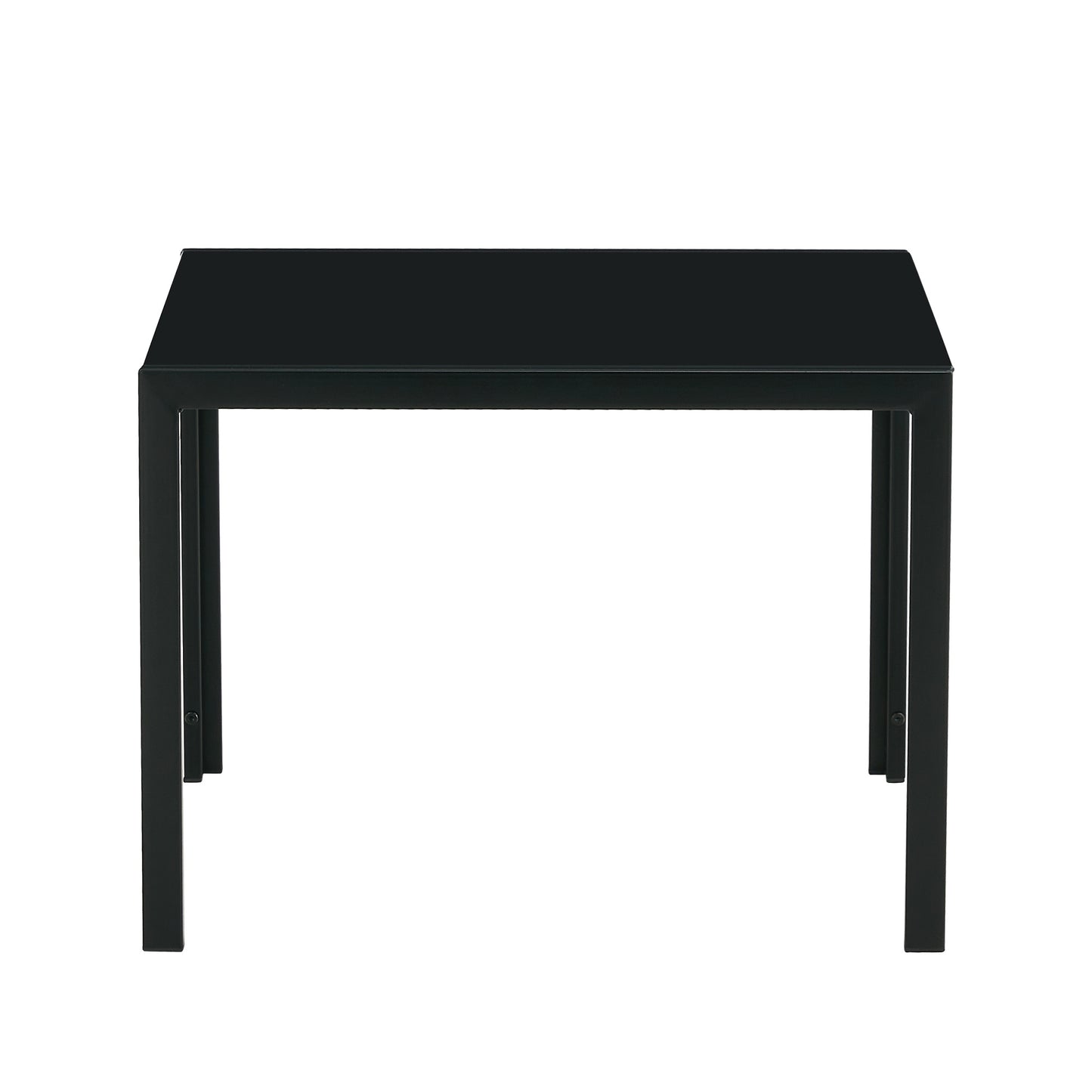 Set of 2 Square Modern Table with Tempered Glass Finish Black