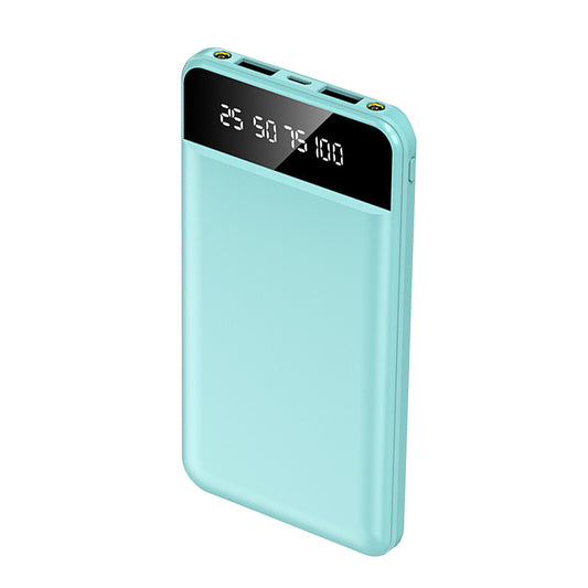 10000mAh Portable Ultra Slim Power Bank with 2 USB Output Ports and LED Flashlight