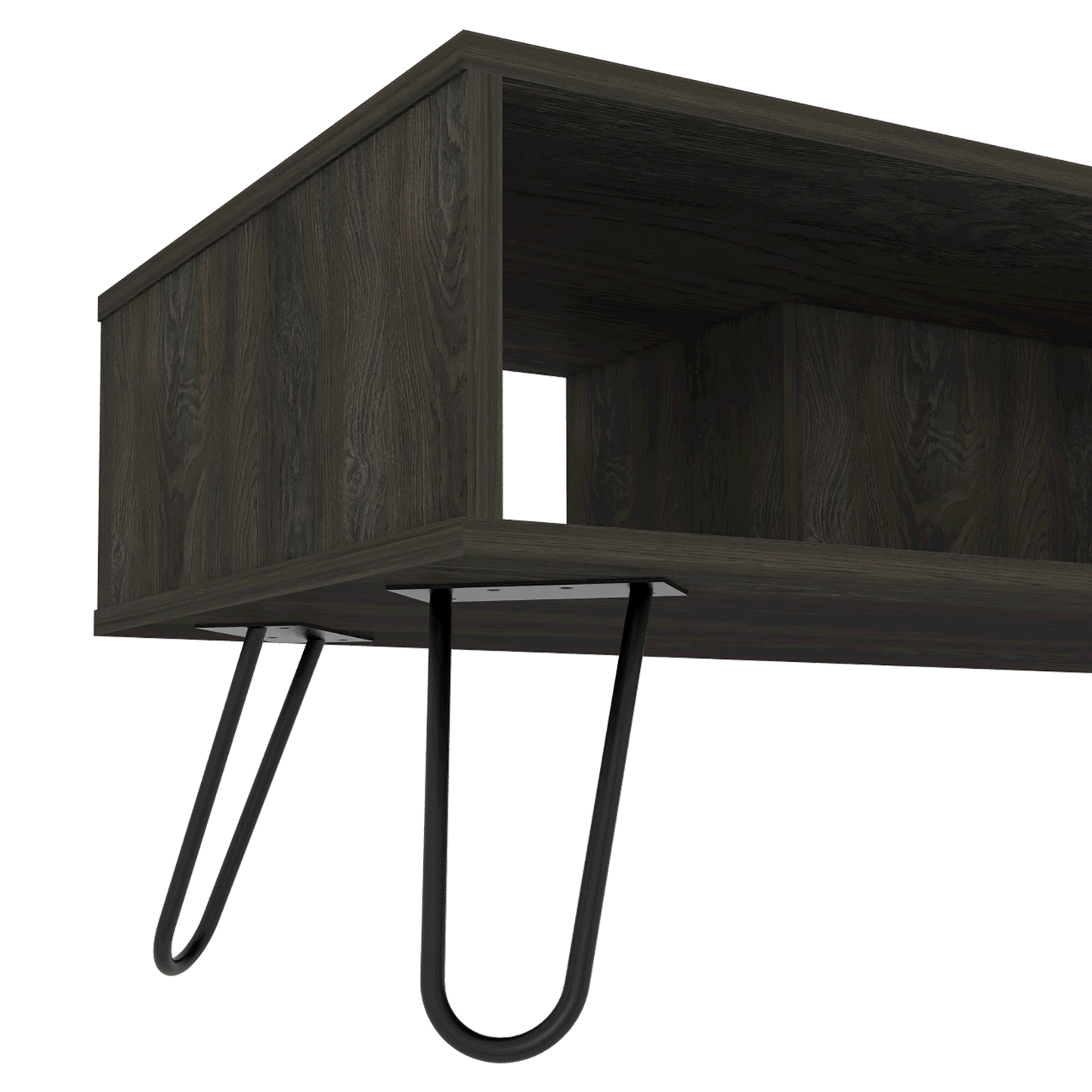 Vassel Coffee Table; Hairpin Legs; Two Shelves -Espresso