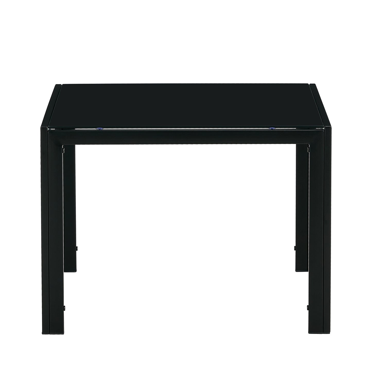 Set of 2 Square Modern Table with Tempered Glass Finish Black