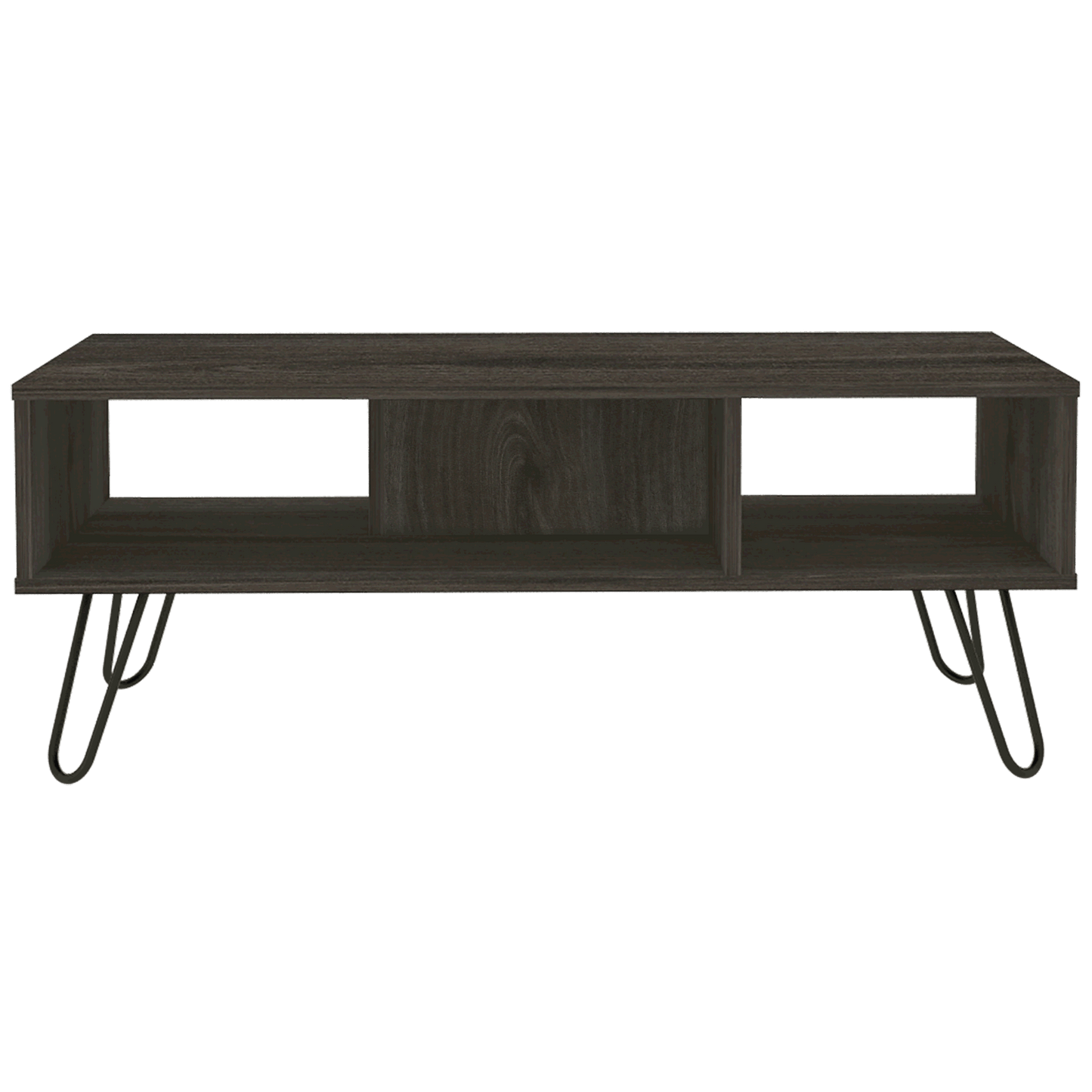 Vassel Coffee Table; Hairpin Legs; Two Shelves -Espresso