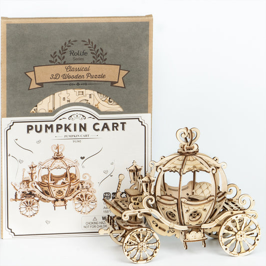 3D Wooden Puzzle Pumpkin Cart Model