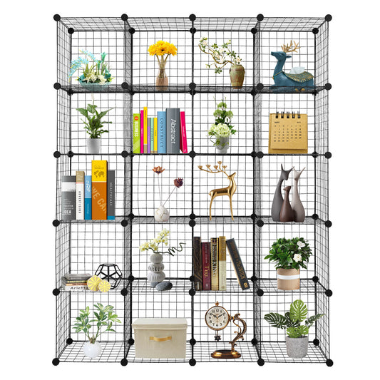 20 Cube Wire Metal Closet Organizer Bookcase Cabinet Wardrobe Storage Shelves