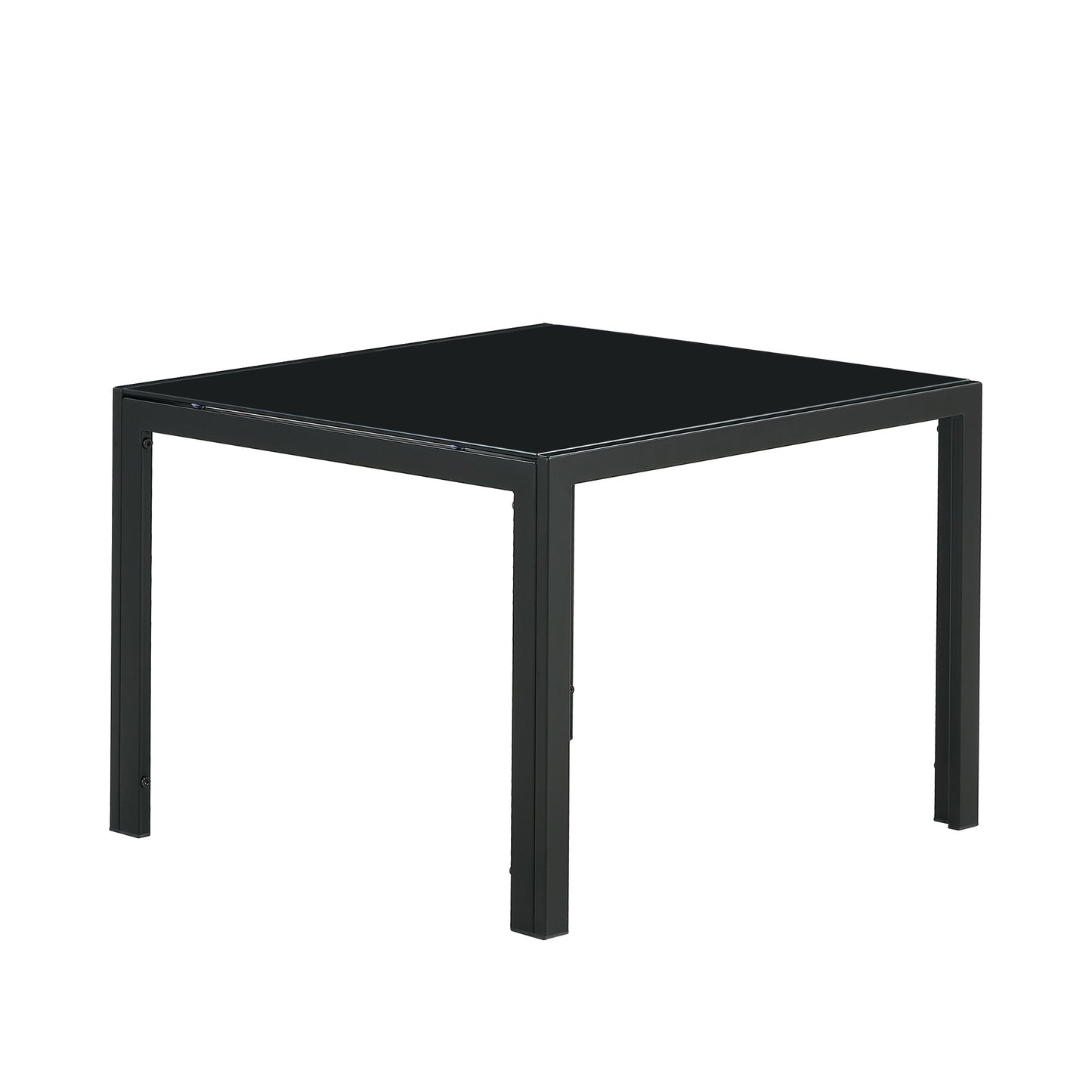 Set of 2 Square Modern Table with Tempered Glass Finish Black