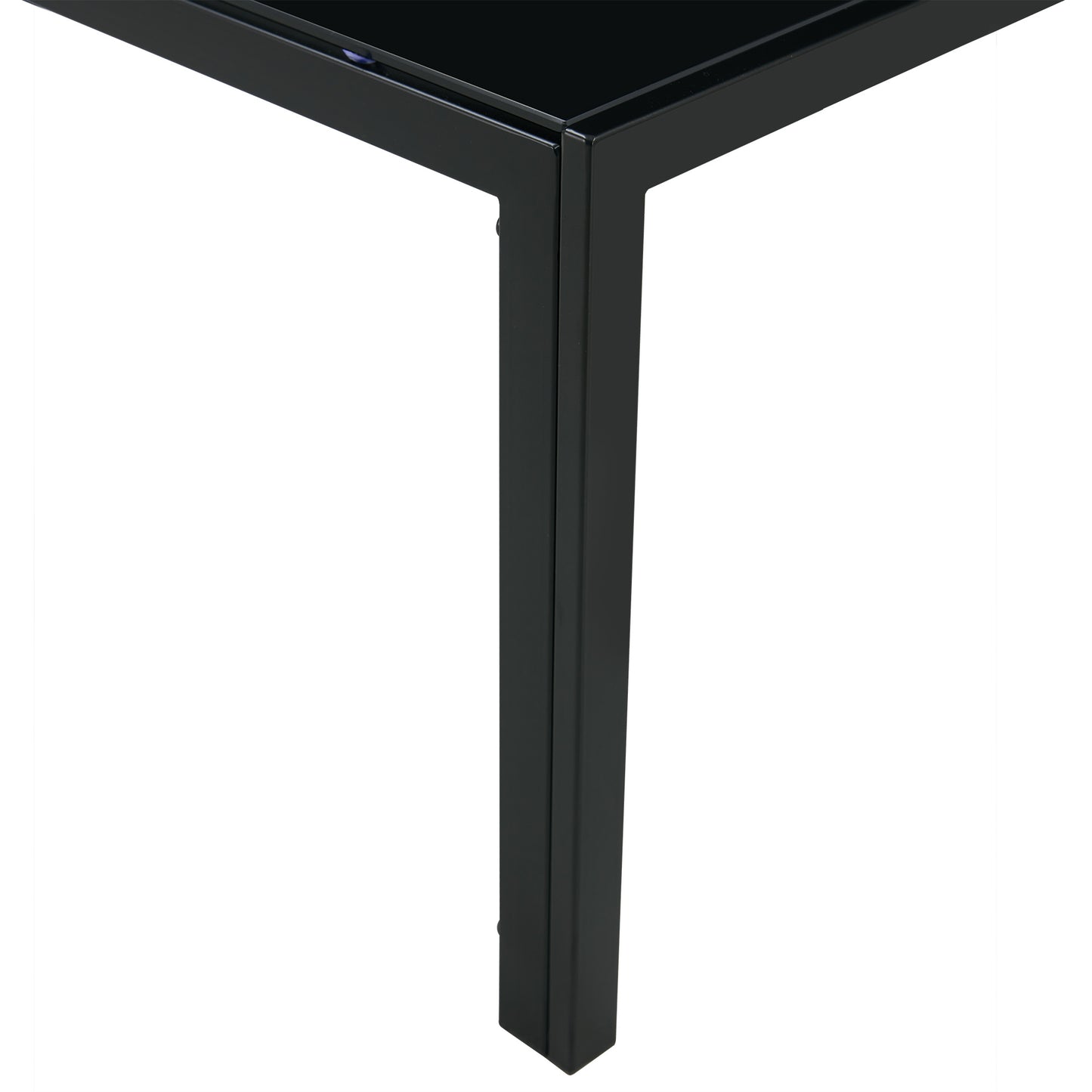 Set of 2 Square Modern Table with Tempered Glass Finish Black
